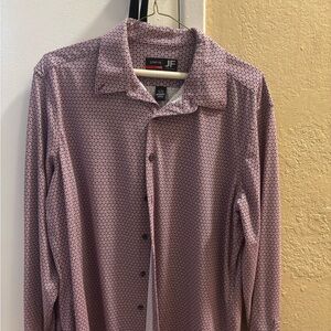 JF J.Ferrar Men's Pink Geometric Button Down Shirt
